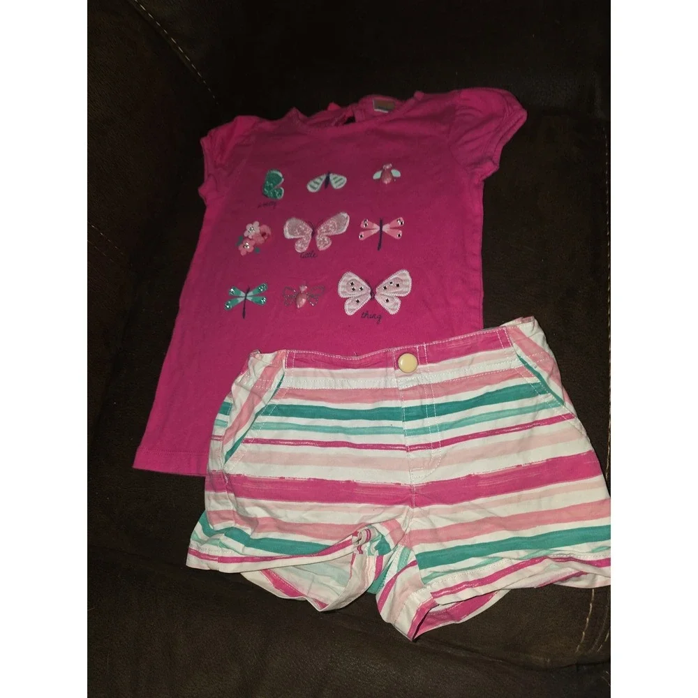 Gymboree island hopper pink butterfly top and shorts size 6